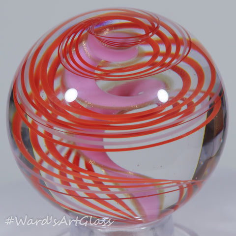 Parke Soft Glass, Transparent Red Swirl Toebreaker, Heartbreaker 2.05"