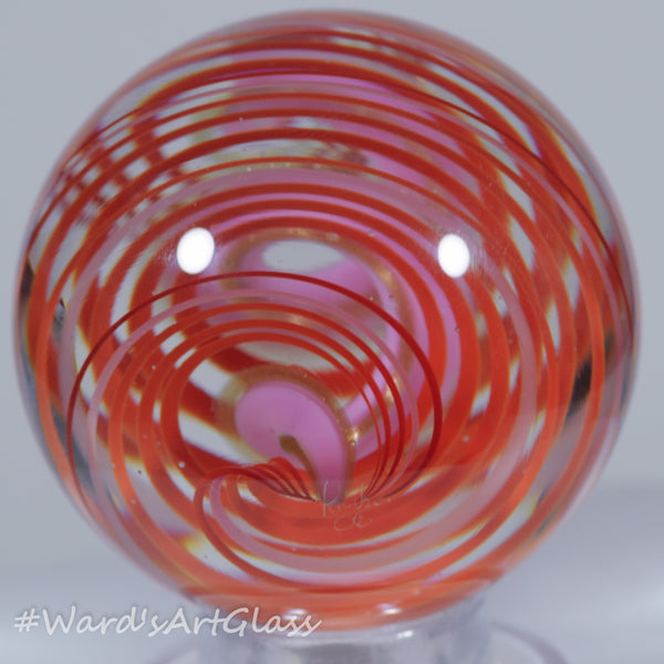 Parke Soft Glass, Transparent Red Swirl Toebreaker, Heartbreaker 2.05"