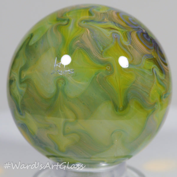 Anton Bodor Art Glass Marble, Translucent Delicate Green Garden 1.50"