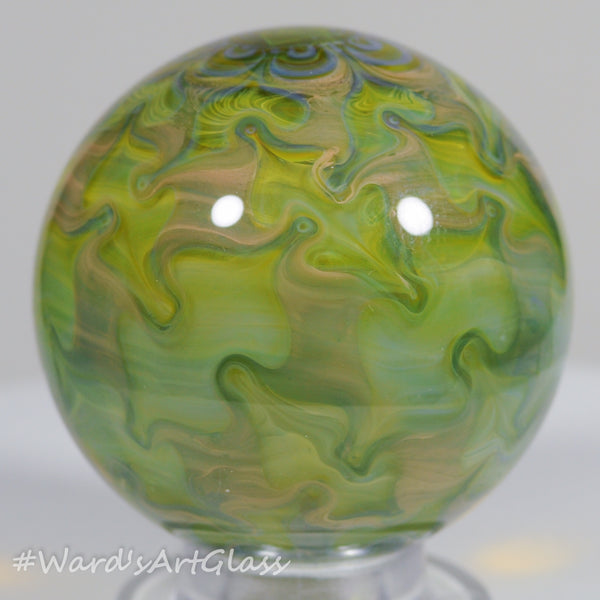 Anton Bodor Art Glass Marble, Translucent Delicate Green Garden 1.50"