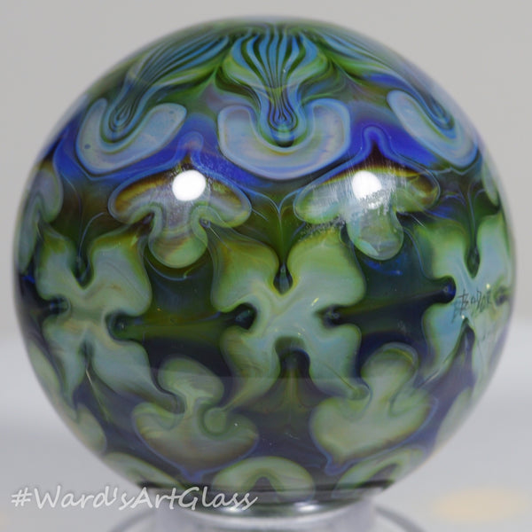 Anton Bodor Art Glass Marble, Starlight weave with Blue 1.56"