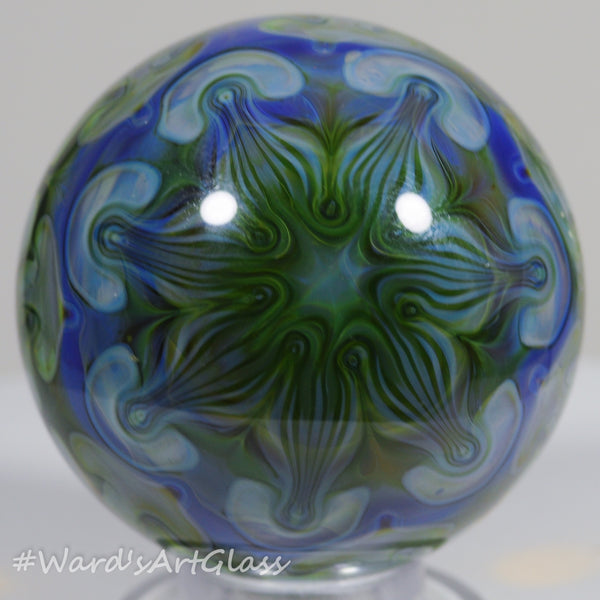 Anton Bodor Art Glass Marble, Starlight weave with Blue 1.56"