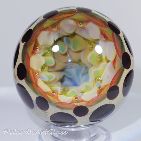 Anton Bodor Art Glass Marble, Deep Raked Airdrop Vortex 1.79"