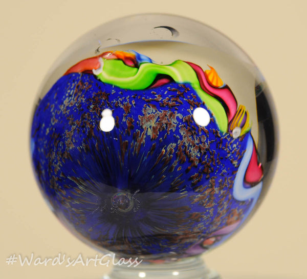 Doug Sweet Soft Glass Marble, *CHIPPED* Milli Fantasy with Sparkles, 1.96" Signed