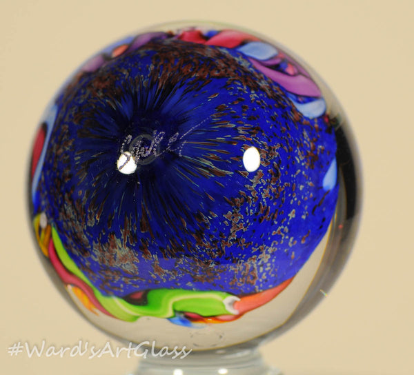 Doug Sweet Soft Glass Marble, *CHIPPED* Milli Fantasy with Sparkles, 1.96" Signed