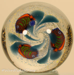 Shane Caswell Marble, Dichro Swirling Fishbowl, Signature Chip SC 2005