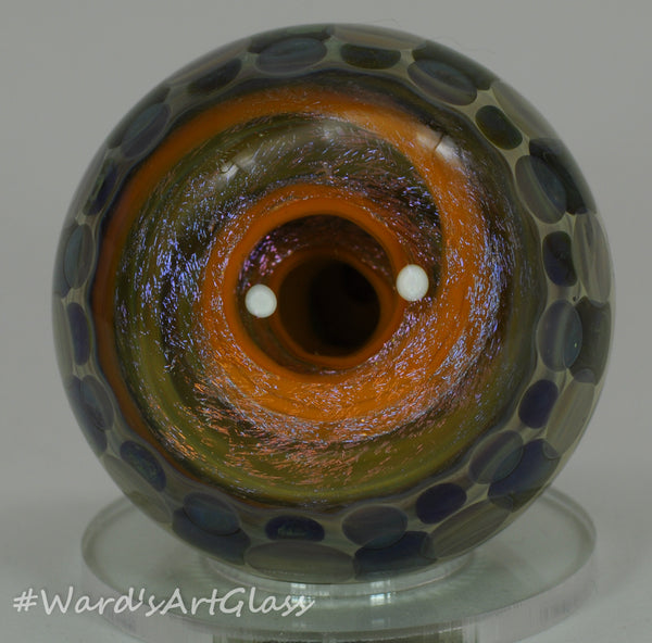 Anton Bodor Art Glass Marble, Honey Pot Vortex with checkerboard Dot overlay 1.63"