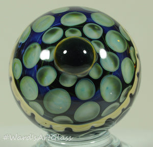 Anton Bodor Art Glass Marble, One eyed Aqua peeper keeper 1.50"