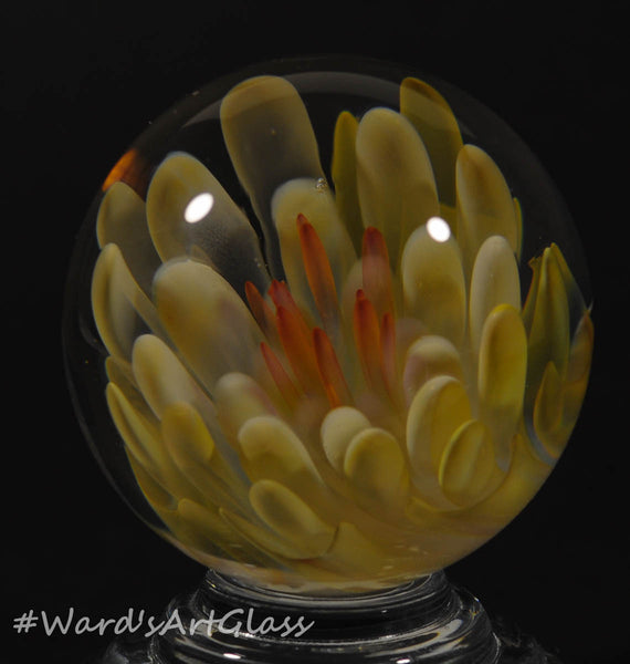 Andrew Groner Bloom Fumed flower, pillows. 1 1/2” - Ward's Art Glass, [product type] - Art Glass, Marble