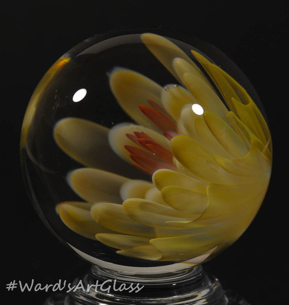 Andrew Groner Bloom Fumed flower, pillows. 1 1/2” - Ward's Art Glass, [product type] - Art Glass, Marble