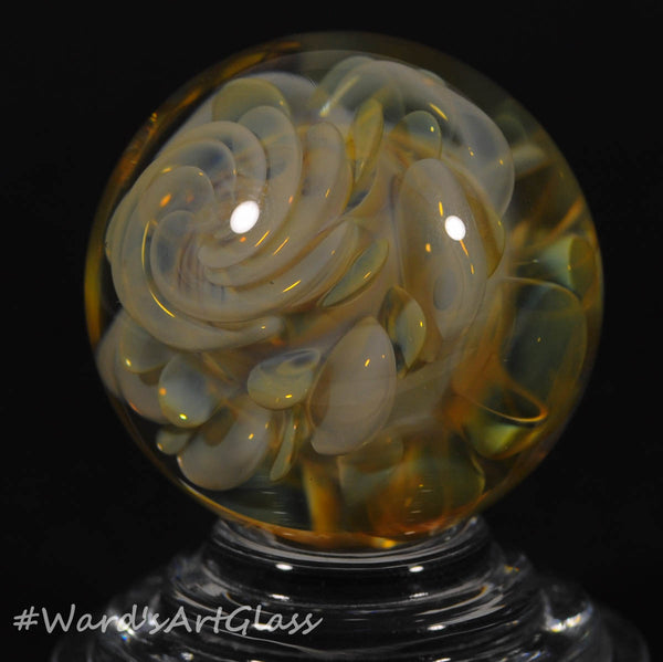 Andrew Groner Gold and silver bubble fumes with a hint of rise swirl to top it off. 1 1/8” - Ward's Art Glass, [product type] - Art Glass, Marble