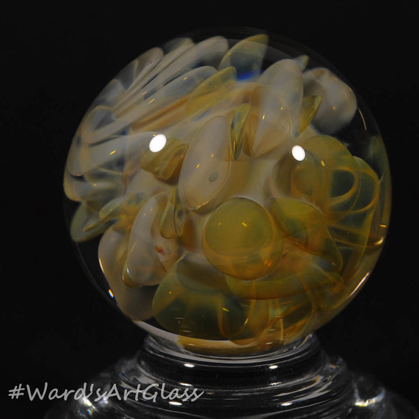 Andrew Groner Gold and silver bubble fumes with a hint of rise swirl to top it off. 1 1/8” - Ward's Art Glass, [product type] - Art Glass, Marble