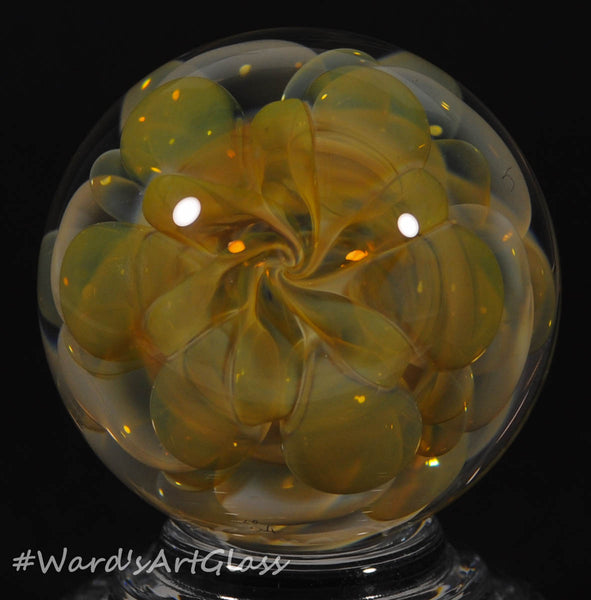 Andrew Groner Gold and silver bubble fumes with a hint of rise swirl to top it off. 1 1/8” - Ward's Art Glass, [product type] - Art Glass, Marble