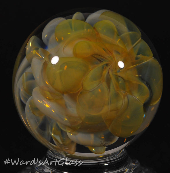 Andrew Groner Gold and silver bubble fumes with a hint of rise swirl to top it off. 1 1/8” - Ward's Art Glass, [product type] - Art Glass, Marble