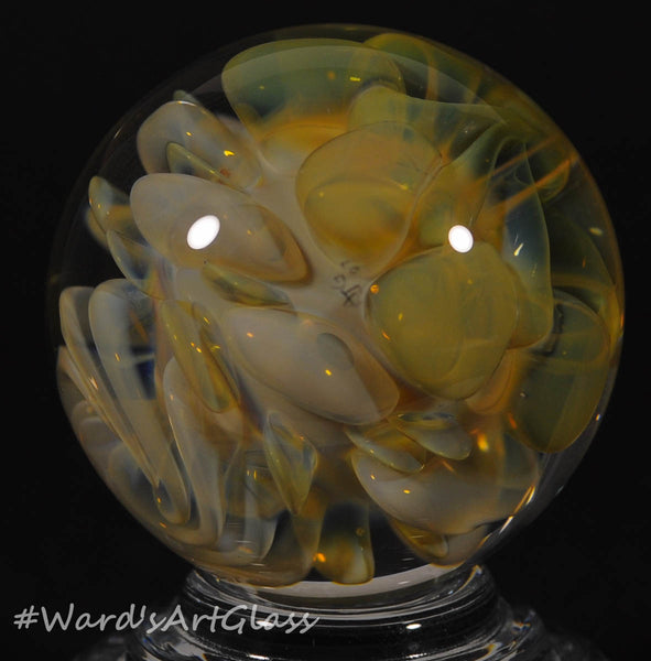 Andrew Groner Gold and silver bubble fumes with a hint of rise swirl to top it off. 1 1/8” - Ward's Art Glass, [product type] - Art Glass, Marble