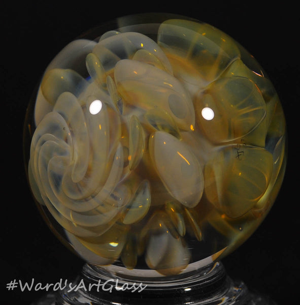 Andrew Groner Gold and silver bubble fumes with a hint of rise swirl to top it off. 1 1/8” - Ward's Art Glass, [product type] - Art Glass, Marble