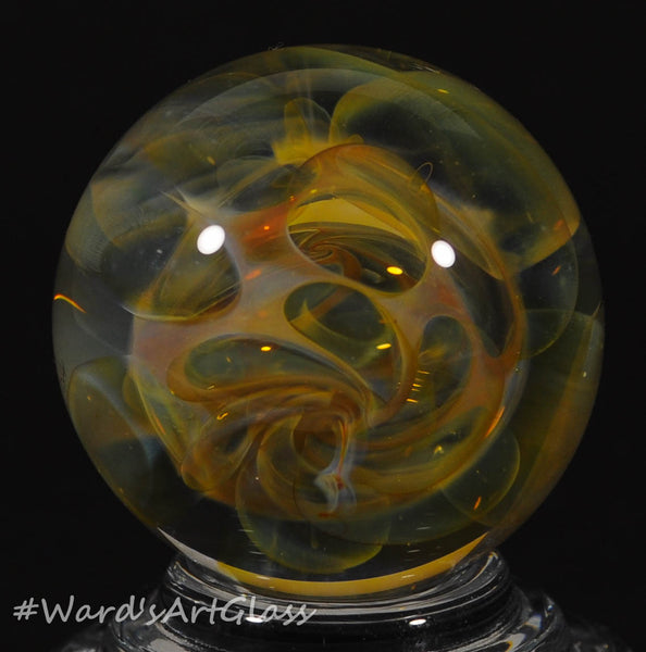 Andrew Groner Spiral laters of Fuming. 1 1/8” - Ward's Art Glass, [product type] - Art Glass, Marble