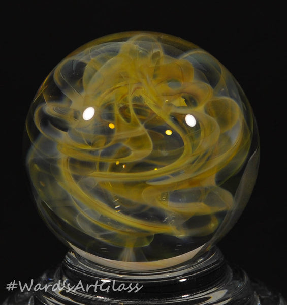 Andrew Groner Whisps of fumes with hints of green and rose swirls. 1 1/8” - Ward's Art Glass, [product type] - Art Glass, Marble