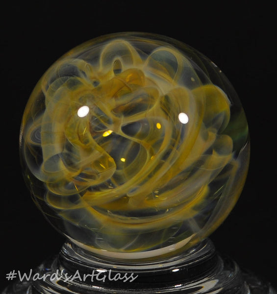 Andrew Groner Whisps of fumes with hints of green and rose swirls. 1 1/8” - Ward's Art Glass, [product type] - Art Glass, Marble