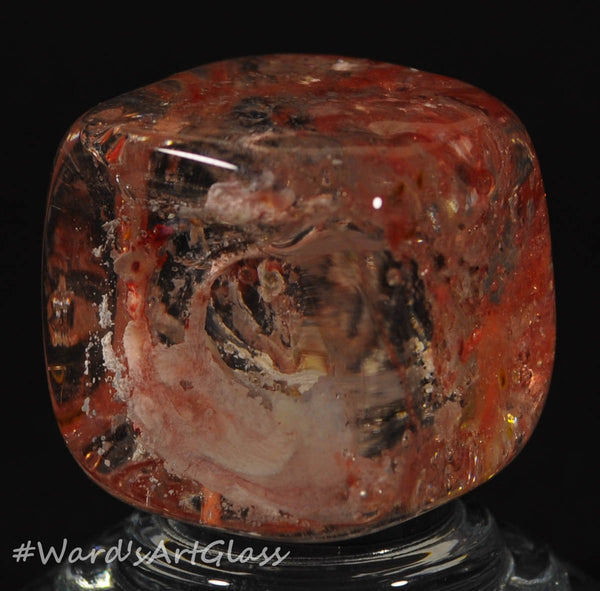 Andrew Groner Raspberry Creme Cube with bubbles - Ward's Art Glass, [product type] - Art Glass, Marble