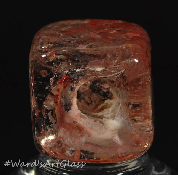 Andrew Groner Raspberry Creme Cube with bubbles - Ward's Art Glass, [product type] - Art Glass, Marble