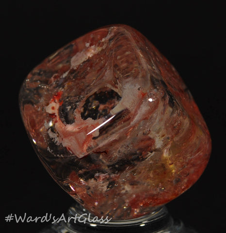 Andrew Groner Raspberry Creme Cube with bubbles - Ward's Art Glass, [product type] - Art Glass, Marble