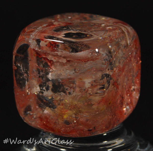 Andrew Groner Raspberry Creme Cube with bubbles - Ward's Art Glass, [product type] - Art Glass, Marble