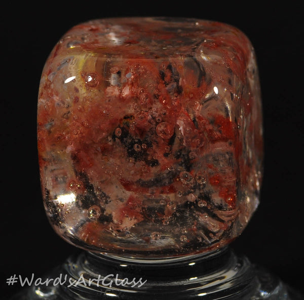 Andrew Groner Raspberry Creme Cube with bubbles - Ward's Art Glass, [product type] - Art Glass, Marble