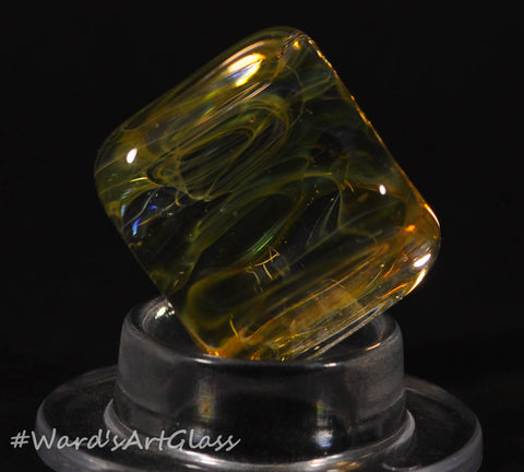 Andrew Groner Spiral fumed Cube with hints of Gold and Silver Swirls - Ward's Art Glass, [product type] - Art Glass, Marble