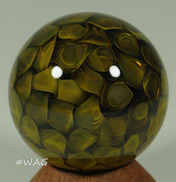 Douglas Ferguson Art Glass Marble, Deep Hollow Dichro Vortex and Golden green weave back, 1.35" 2006 - Ward's Art Glass, [product type] - Art Glass, Marble