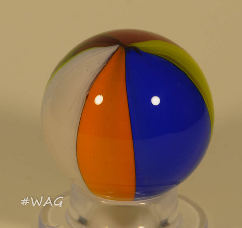 Rolf Wald Furnace Worked Marble, Classic Beach Ball -with a Window, 1.52" - Ward's Art Glass, [product type] - Art Glass, Marble