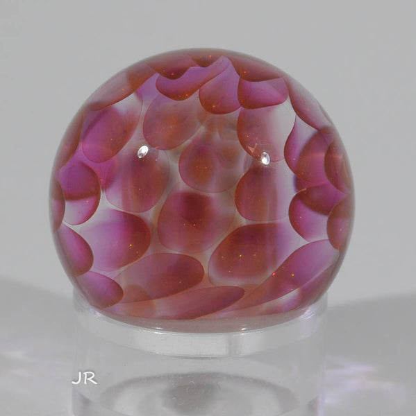 Richard Hollingshead II Art Glass Marble, Pink Pedals, fumed. 1.2" 2004 - Ward's Art Glass, [product type] - Art Glass, Marble