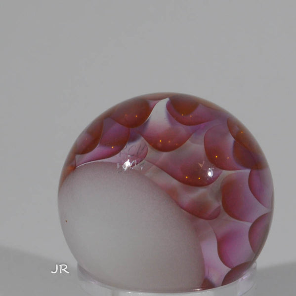 Richard Hollingshead II Art Glass Marble, Pink Pedals, fumed. 1.2" 2004 - Ward's Art Glass, [product type] - Art Glass, Marble