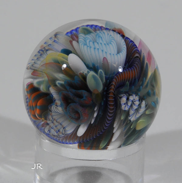 Richard Hollingshead Art Glass Marble, Coral Bouquet I. 1.23" 2009 - Ward's Art Glass, [product type] - Art Glass, Marble