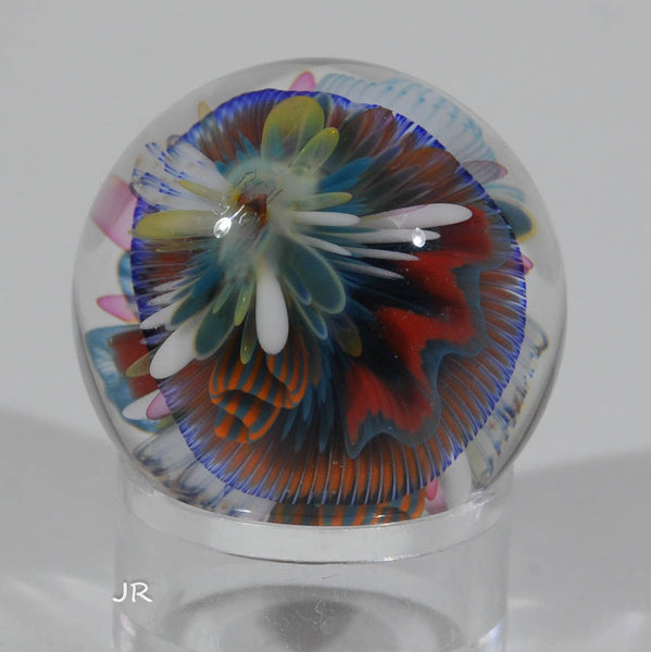 Richard Hollingshead Art Glass Marble, Coral Bouquet I. 1.23" 2009 - Ward's Art Glass, [product type] - Art Glass, Marble