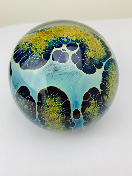 Richard Burch Art Glass Paperweight Golden Veil