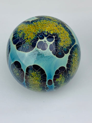 Richard Burch Art Glass Paperweight Golden Veil