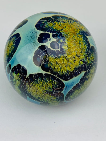 Richard Burch Art Glass Paperweight Golden Veil