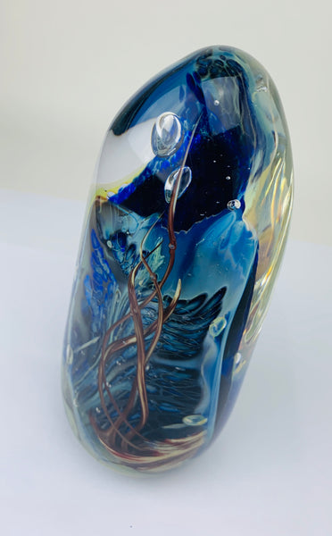 Richard Burch Art Glass Paperweight Tall Sea Grotto