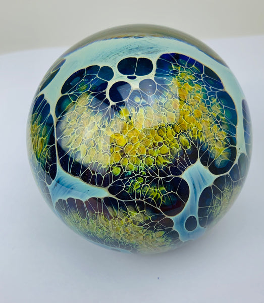 Richard Burch Art Glass Paperweight Golden Veil