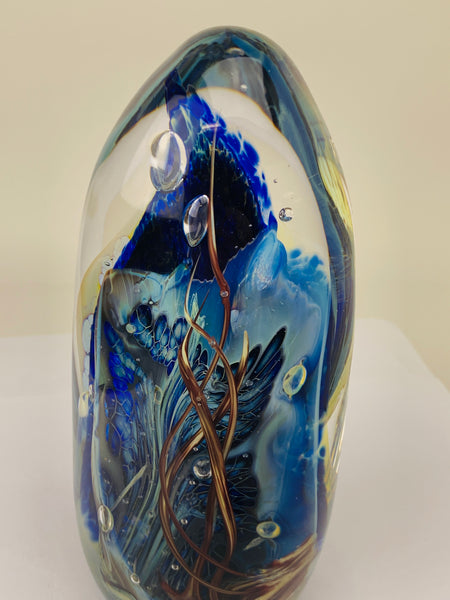 Richard Burch Art Glass Paperweight Tall Sea Grotto